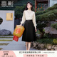 香影黑色a字半身裙女2025秋季新款梨形遮胯赫本風(fēng)法式西裝百褶裙 黑色 S