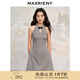 MAXRIENY中式宮廷復古風(fēng)千鳥(niǎo)格掛脖連衣裙無(wú)袖娃娃A擺裙子 黑白格紋 S 01