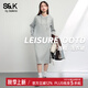 班尼路S&K系列連衣裙女裝連帽衛衣裙子女新款設計感秋冬裝衣服潮流長(cháng)裙 麻灰#純色 【棉柔親膚】 M
