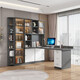 育松（yusong）實(shí)木轉角書(shū)桌書(shū)架一體組合臥室學(xué)習寫(xiě)字桌簡(jiǎn)約臺式辦公電腦桌 灰色+40邊柜+角柜 160*110*195