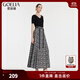 歌莉婭（GOELIA）馬面裙新中式氣質(zhì)改良國風(fēng)半身裙長(cháng)裙子1C2R2B06A 65C淺灰底黑玫瑰提花 S