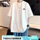 安踏（ANTA）短袖男2025新款寬松百搭運動(dòng)服棉質(zhì)親膚吸汗情侶透氣t恤衫男女 A款純凈白（親膚棉質(zhì)） L /175 適合120-140斤