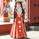 安妮優(yōu)兒（Anneyol）漢服女童冬國風(fēng)草原民族風(fēng)裙子冬季藏風(fēng)冬裝兒童拜年服 紅色 140