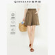 佐丹奴亞麻短褲女夏季棉麻收褶口袋松緊腰寬松休閑短褲女13405330