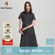Hush Puppies【輕盈無(wú)壓】暇步士女裝2025夏季休閑收腰半袖連衣裙 玄青藍 L