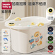 貝喜兒童洗澡桶寶寶嬰兒洗澡盆可坐沐浴桶保暖保溫感溫家用泡澡游泳桶 黃色加高大號【感溫】+浴帽禮包