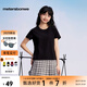 美特斯邦威T恤女2025夏季新款正肩純白圓領(lǐng)平紋純色透氣短袖T恤 影黑 XL 170 92A