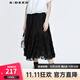 S.DEER圣迪奧春季女裝優(yōu)雅網(wǎng)紗拼接繡花不規則半身長(cháng)裙S22161104 黑色/91 M 165