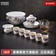 景德鎮(zhèn)（jdz）陶瓷茶具套裝整套高溫白瓷功夫蓋碗茶杯公道帶水洗送長輩高檔禮品 千里江山蓋碗茶具套裝 12頭