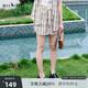謎底格紋短褲女2025夏新款復(fù)古文藝百搭松緊腰寬松褲子256MK6271 棕綠格 L