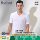 百富（BYFORD）男士打底內(nèi)衣短袖T恤純色男棉透氣v領(lǐng)打底衫送男友禮物MW6110 白色 L