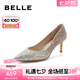 百麗（Belle）七夕禮物吉娜同款高跟鞋女商場款單鞋婚鞋BDAK3AQ5預售 浮光躍金-跟高6.5CM 36 (230mm)