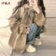 伊薇衣美式復古風(fēng)衣外套女2026春秋新款大碼寬松休閑百搭薄款工裝上衣潮 卡其色 雙層 有里布 M 建議95-110斤