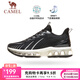 駱駝全掌氣墊鞋男蓄能氣墊鞋耐磨透氣網(wǎng)面運動(dòng)鞋女 C13S397020，黑色，男 43