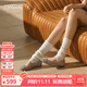 73Hours女鞋波西塔諾2025春季新品純色平底圓頭芭蕾鞋漁網(wǎng)鞋 銀灰 38