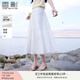 香影白色a字半身裙女2025夏裝新款高腰超仙絕美垂墜感蕾絲邊裙子 白色 半裙 M 160/84A/95-110斤