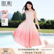 香影漸變粉色掛脖連衣裙女2025夏季新款中長(zhǎng)純棉圓領(lǐng)度假風(fēng)無(wú)袖裙 銀牡丹色 M 160/84A/95-110斤