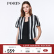 PORTS寶姿 春夏新品女裝圓領(lǐng)短袖袖條紋針織外套LA8J066FFT004 黑色條紋 S (4)
