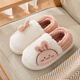 ECAC包跟棉拖鞋女冬季居家用厚底毛絨保暖防滑室內情侶外穿棉鞋情侶款 白色【熊兔包跟】加絨加厚 38-39 適合平常37-38碼穿