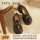 他她（TATA）樂(lè)福鞋女夏季魔法偵探厚底款一腳蹬英倫小皮鞋子單鞋 棕色（寬版-跟高6CM） 37