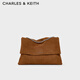 CHARLES&KEITH大容量純色鏈條郵差包單肩腋下包包女包婚包禮物CK2-20271514 Sienna Brown赭石棕CK2-20271514-1 大包