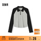 森馬（Semir）POLO衫女短款拼色插肩袖修身上衣小個(gè)子秋顯瘦套頭衫101524115003