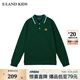 E·LAND KIDS衣戀冬季新品男童撞色條紋徽章刺繡POLO衫 Green綠色/40 150 cm
