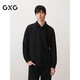 GXG男裝翻領(lǐng)衛衣半開(kāi)襟簡(jiǎn)約長(cháng)袖上衣 黑色 190/XXXL