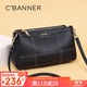 千百度（C.BANNER）頭層牛皮包包女包斜挎包中年媽媽腋下包生日禮物高級感送女友老婆