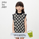 jnby by JNBY江南布衣童裝無(wú)袖木耳邊毛衣連衣裙棋盤格春女童兒童1O2G11990 090/黑色系多彩混雜色 110 cm