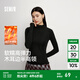 森馬（Semir）長(zhǎng)袖T恤女半高領(lǐng)緊身純色冬季2025新款發(fā)熱抓絨木耳邊打底衫 黑色90001 L