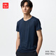 優(yōu)衣庫男裝AIRism圓領(lǐng)T恤空氣衣/短袖內衣/25春夏新款474236 474236/69藏青色 M