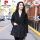 皮爾卡丹（pierre cardin）深灰色雙面羊絨大衣女短款2025秋冬季新款今年流行小個(gè)子毛呢外套 深灰色 XL