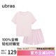 ubras水果系列套頭短袖短褲家居服套裝情侶女士睡衣女款-冷桃粉 M