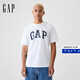 Gap【成毅代言】男女裝2025純棉字母印花logo短袖T恤上衣797924 白色 S 美碼 M亞洲碼175/92A
