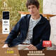 哈吉斯（HAZZYS）男裝 秋冬款簡(jiǎn)約休閑男外套拉鏈開(kāi)衫連帽衛衣男ABTZE0CDX33 深藏青色DN XL （180/100A 50）