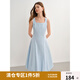 獨束（DUSHU）獨束大碼女裝無(wú)袖水母背心連衣裙2025夏季新款法式氣質(zhì)收腰吊帶裙 水母藍 XL （尺碼：3）