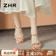 ZHR粗跟涼鞋女復(fù)古方頭女鞋時尚細帶閃耀水鉆高跟鞋子女BL518香檳36