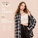 三彩2025冬季新款格紋襯衫翻領(lǐng)寬松襯衣磨毛休閑疊穿Z 深海藍格紋 L 165/88A