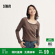 森馬（Semir）長(cháng)袖T恤女短款撞色打底衫簡(jiǎn)約風(fēng)秋季假兩件修身衣服101524101005
