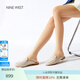 NINE WEST玖熙包頭拖鞋女2025春夏新款懶人穆勒拖真皮外穿半拖 米白 37
