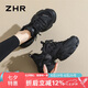 ZHR老爹鞋女運(yùn)動(dòng)跑步厚底休閑鞋女潮流透氣舒適拼接女鞋 G673黑色 39