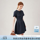 范思藍(lán)恩氣質(zhì)通勤短袖收腰連衣裙女短裙2024夏新款法式溫柔18007 藏青色 M