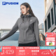 FILA FUSION斐樂潮牌梭織外套女2025新款時尚休閑拼色連帽上衣 默魅灰-DY L 170/88A/L