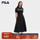 FILA 斐樂(lè )官方女裝連衣裙2025夏新款時(shí)尚休閑簡(jiǎn)約修身短袖連身裙子 正黑色-BK S 160/80A/S