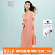 晚白【新品】2025夏款時尚氣質裙子休閑純色棉質寬松短袖連衣裙 橘粉色 L