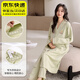 獺惠四季長(cháng)款棉月子服孕婦睡衣女長(cháng)袖開(kāi)衫睡裙待產(chǎn)哺乳產(chǎn)婦月子服套裝 微笑小花月子裙+褲子-綠色-L（100-120）