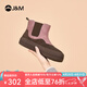 快樂瑪麗（J&M）雪地靴女2025冬季新款厚底加絨保暖皮毛一體棉鞋女東北短煙筒靴 咖啡色【加絨保暖】 36