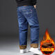 NAOISKEY?腦斯基秋冬款加絨加厚牛仔褲男寬松直筒加肥加大碼胖子肥佬闊腿運動(dòng)長(cháng)褲 009款藍色加絨 加厚 28 【腰圍2尺1】
