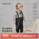 babylove【紡軟織柔】嬰兒連體衣春秋純棉男寶寶哈衣假兩件生日英倫風(fēng)禮服